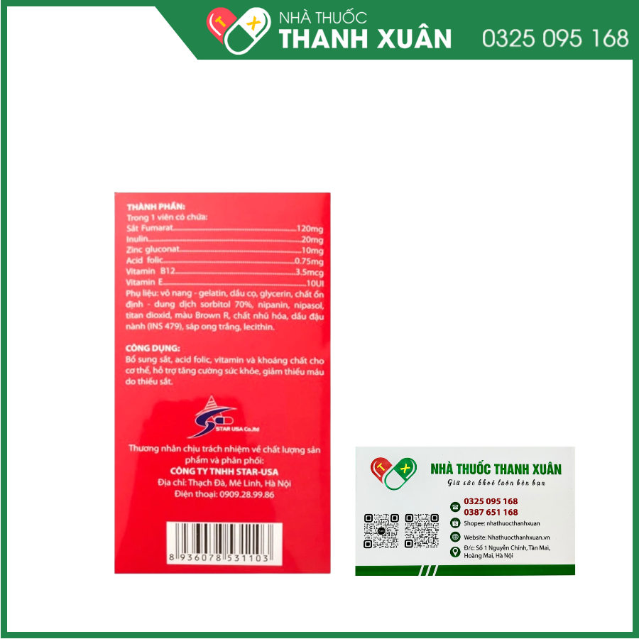 Fesol Star USA - Bổ sung sắt, acid folic, vitamin và khoáng chất cho cơ thể